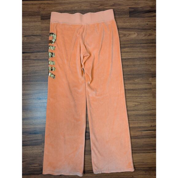 Victoria's Secret PINK Velour Sequin Tracksuit Pants- Size Medium- Orange - Picture 7 of 10